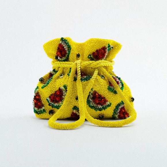 BLOGGERS FAV ZARA WATERMELON BEADED BUCKET BAG - Picture 5 of 8